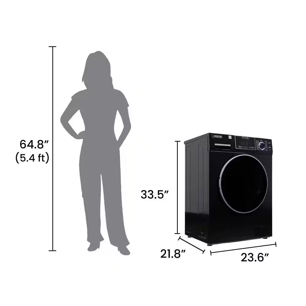 1.62 Cu.Ft. Pet Compact 110V Vented/Ventless 15 Lbs Sani Washer Dryer Combo 1400 RPM in Black