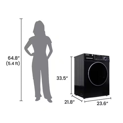1.62 Cu.Ft. Pet Compact 110V Vented/Ventless 15 Lbs Sani Washer Dryer Combo 1400 RPM in Black