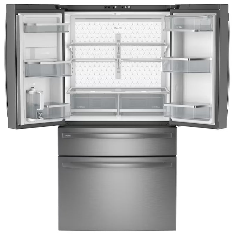 Profile Counter-Depth 23.2-Cu Ft 4 -Door 36-In Wide Smart Compatible French Door Refrirator with Ice Maker with Water Dispenser ( Finrprint-Resistant Stainless Steel ) ENERGY STAR Certified