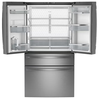 Profile Counter-Depth 23.2-Cu Ft 4 -Door 36-In Wide Smart Compatible French Door Refrirator with Ice Maker with Water Dispenser ( Finrprint-Resistant Stainless Steel ) ENERGY STAR Certified