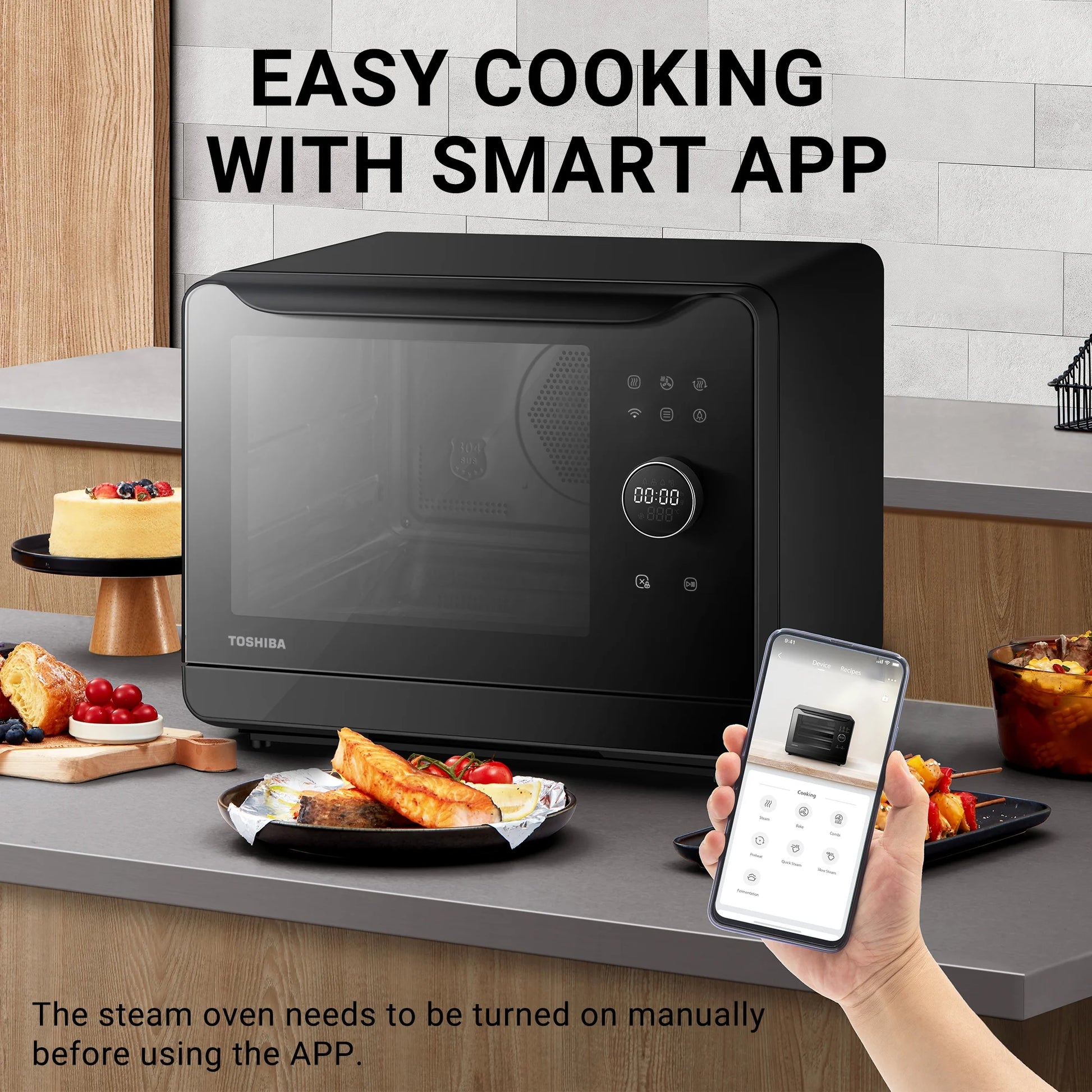 7-IN-1 Compact Steam Oven Combi Oven Countertop Slow Cook Smart APP Control 20 L