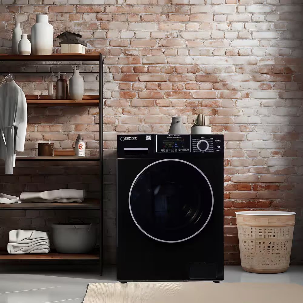 1.62 Cu.Ft. Pet Compact 110V Vented/Ventless 15 Lbs Sani Washer Dryer Combo 1400 RPM in Black