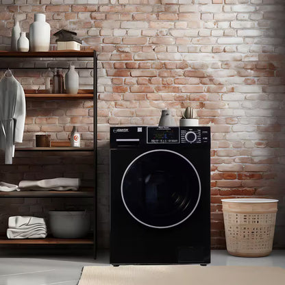 1.62 Cu.Ft. Pet Compact 110V Vented/Ventless 15 Lbs Sani Washer Dryer Combo 1400 RPM in Black