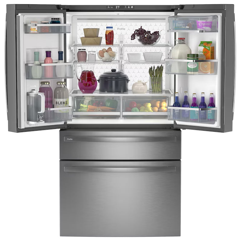Profile Counter-Depth 23.2-Cu Ft 4 -Door 36-In Wide Smart Compatible French Door Refrirator with Ice Maker with Water Dispenser ( Finrprint-Resistant Stainless Steel ) ENERGY STAR Certified