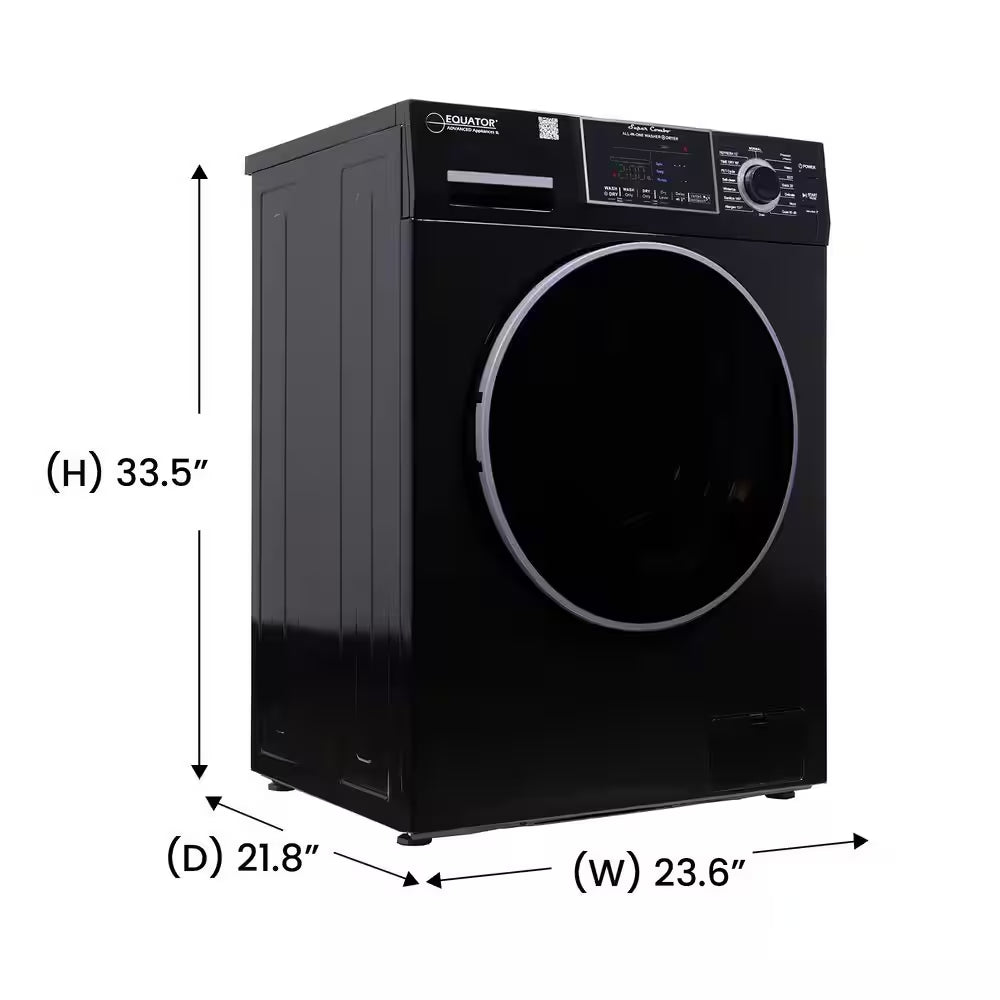 1.62 Cu.Ft. Pet Compact 110V Vented/Ventless 15 Lbs Sani Washer Dryer Combo 1400 RPM in Black