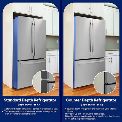 Pureflat Standard-Depth 25.6-Cu Ft 4 -Door 36-In Wide Smart Compatible French Door Refrigerator with Ice Maker with Water and Ice Dispenser ( Stainless Steel ) ENERGY STAR Certified