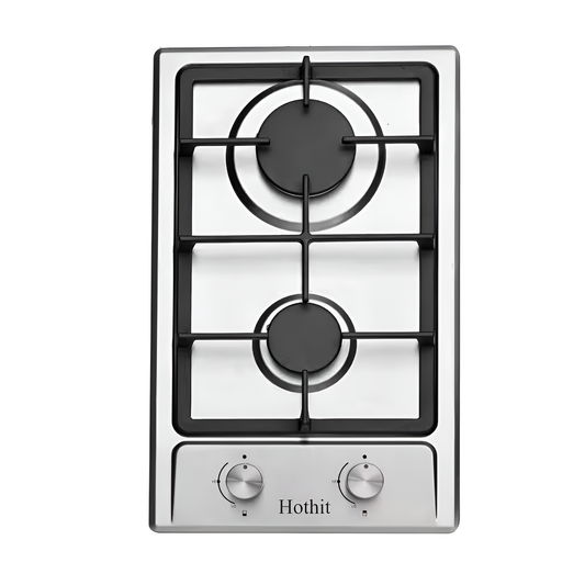 12 In. 2 Burners Recessed Gas Cooktop in Silver with Power Burners 13500 BTU, NG/LPG Dual Fuel Built-In Gas Stove Top