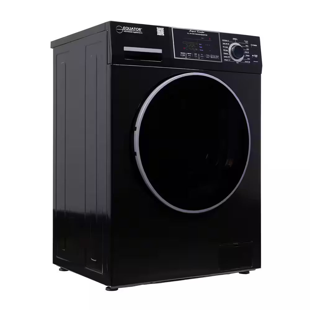 1.62 Cu.Ft. Pet Compact 110V Vented/Ventless 15 Lbs Sani Washer Dryer Combo 1400 RPM in Black