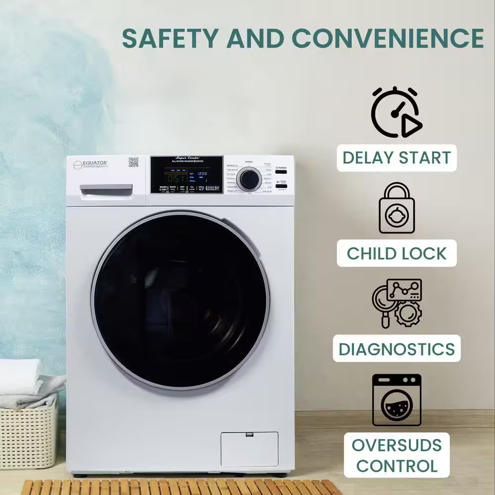 1.62 Cu.Ft. Pet Compact 110V Vented/Ventless 15 Lbs Sani Washer Dryer Combo 1400 RPM in White