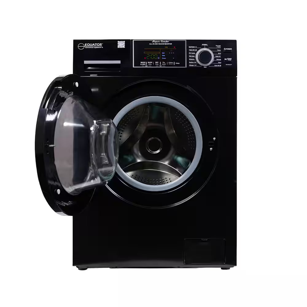 1.62 Cu.Ft. Pet Compact 110V Vented/Ventless 15 Lbs Sani Washer Dryer Combo 1400 RPM in Black