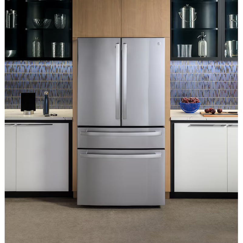 Profile Counter-Depth 23.2-Cu Ft 4 -Door 36-In Wide Smart Compatible French Door Refrirator with Ice Maker with Water Dispenser ( Finrprint-Resistant Stainless Steel ) ENERGY STAR Certified