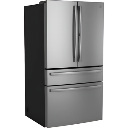 Profile Counter-Depth 23.2-Cu Ft 4 -Door 36-In Wide Smart Compatible French Door Refrirator with Ice Maker with Water Dispenser ( Finrprint-Resistant Stainless Steel ) ENERGY STAR Certified