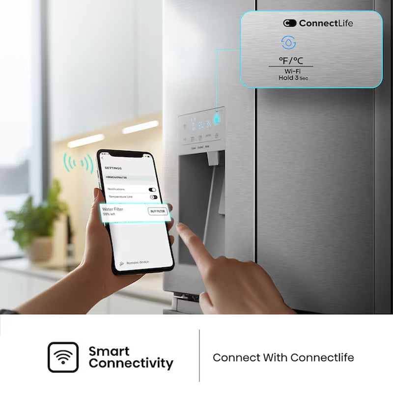 Pureflat Standard-Depth 25.6-Cu Ft 4 -Door 36-In Wide Smart Compatible French Door Refrigerator with Ice Maker with Water and Ice Dispenser ( Stainless Steel ) ENERGY STAR Certified