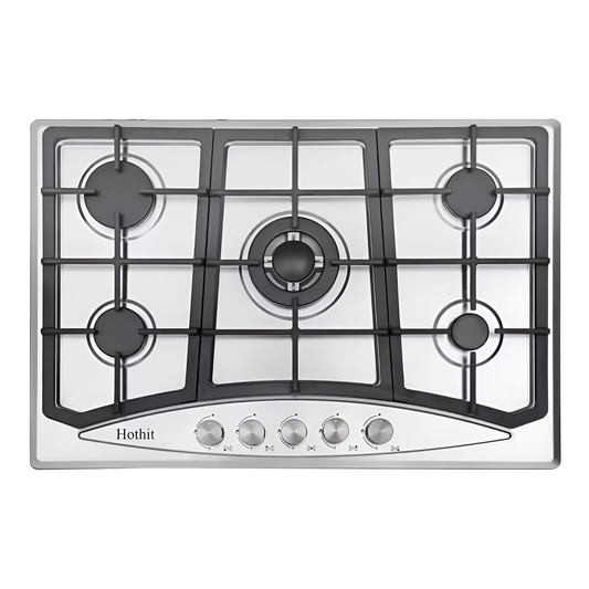 Propane Gas Cooktop 30 In., 5-Burner Built-In Stainless Steel Gas Stove Top, LPG/NG Dual Fuel, Gas Pressure Regulator